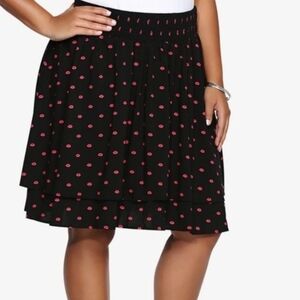 Torrid Black and Red Hearts Skater  Skirt